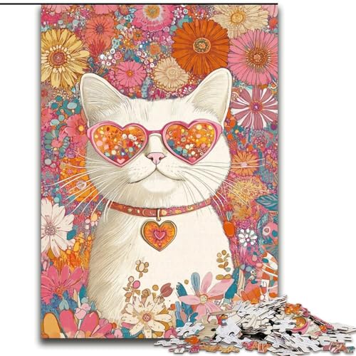Puzzle 1000 Teile Blumenkatze Puzzle aus Holz, Spaß für die ganze Familie, Basteln, Perfekt für Geburtstage, Feiertage, Größe 50x75cm Puzzle 1000 Teile Blumenkatze Puzzle aus Holz, Spaß für die ganze Familie, Basteln, Perfekt für Geburtstage, Feiertage, Größe 50x75cm von LYXIANY