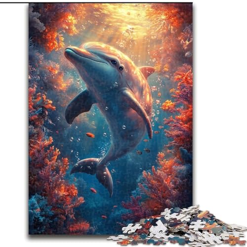 Puzzle 1000 Teile Delfin-Puzzle aus Karton, Weihnachten, Halloween, Ostern, Neujahr, Größe 26X38cm von LYXIANY