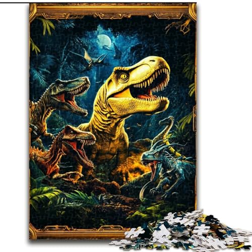 Puzzle 1000 Teile Dinosaurier aus Holz, Interaktives Familienspiel, Geeignet für Kinder ab 14 Jahren, Größe 50x75cm, Denksportspiel für Teenager von LYXIANY
