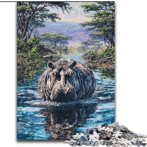 Puzzle 1000 Teile Dschungel-Nilpferd-Puzzle aus Holz, Spaß für die ganze Familie, Basteln, perfekt für Geburtstage, Feiertage, Größe 50x75cm Puzzle 1000 Teile Dschungel-Nilpferd-Puzzle aus Holz, Spaß für die ganze Familie, Basteln, perfekt für Geburtstage, Feiertage, Größe 50x75cm von LYXIANY