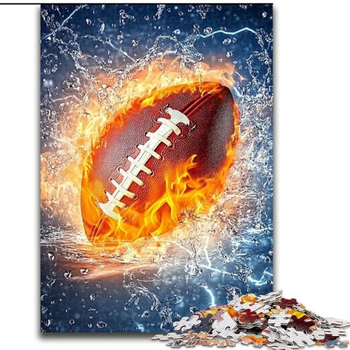 Puzzle 1000 Teile EIS- und Feuer-Fußball-Puzzle aus Holz, Spaß für die ganze Familie, Basteln, perfekt für Geburtstage, Feiertage, Größe 50x75cm von LYXIANY