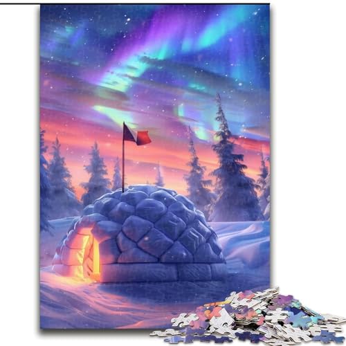 Puzzle 1000 Teile Eisschlösser unter der Aurora Borealis, Kartonpuzzle für Erwachsene, Größe 26x38cm, Denkspiel für Teenager und Familieninteraktion von LYXIANY