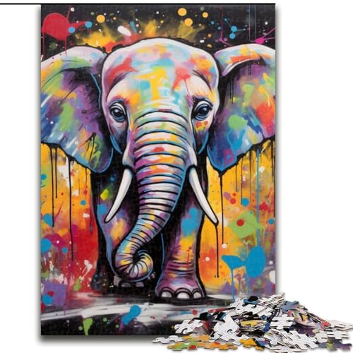 Puzzle 1000 Teile Elefanten-Graffiti-Malerei Holzpuzzle für Erwachsene 50x75cm Geburtstage und Feiertage Puzzle 1000 Teile Elefanten-Graffiti-Malerei Holzpuzzle für Erwachsene 50x75cm Geburtstage und Feiertage von LYXIANY