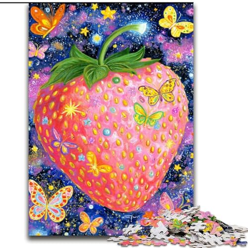 Puzzle 1000 Teile Erdbeer-Puzzle aus Holz, Spaß für die ganze Familie, Basteln, perfekt für Geburtstage, Feiertage, Größe 50x75cm von LYXIANY