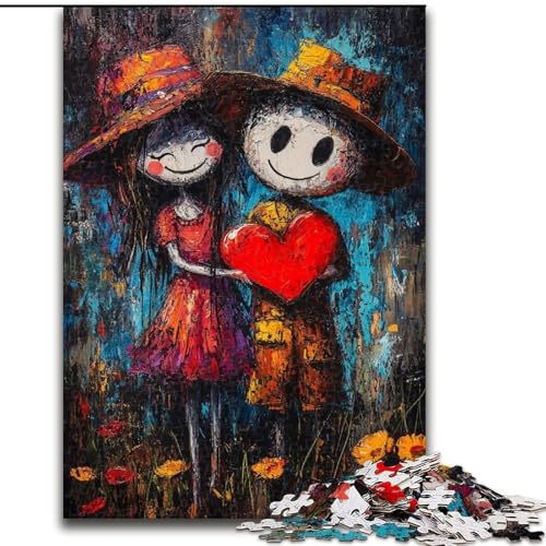 Puzzle 1000 Teile Graffiti-Paar-Puzzle aus Holz, Spaß für die ganze Familie, Basteln, perfekt für Geburtstage, Feiertage, Größe 50x75cm von LYXIANY