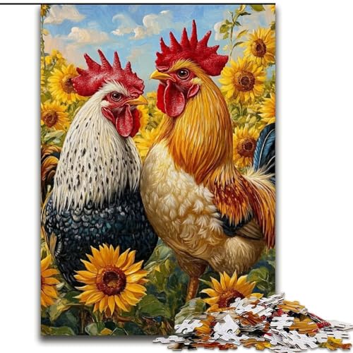 Puzzle 1000 Teile Hahn-Sonnenblumen-Puzzle aus Holz, Spaß für die ganze Familie, Basteln, perfekt für Geburtstage, Feiertage, Größe 50x75cm Puzzle 1000 Teile Hahn-Sonnenblumen-Puzzle aus Holz, Spaß für die ganze Familie, Basteln, perfekt für Geburtstage, Feiertage, Größe 50x75cm von LYXIANY