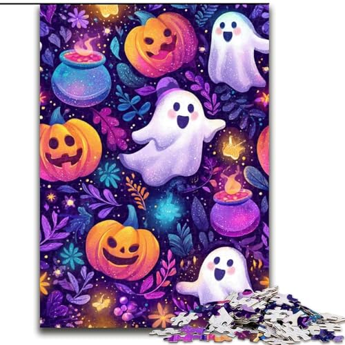 Puzzle 1000 Teile Halloween-Thema aus Holz, lustige Aktivität für zu Hause, Größe 50x75cm, Denksportspiel für Teenager von LYXIANY