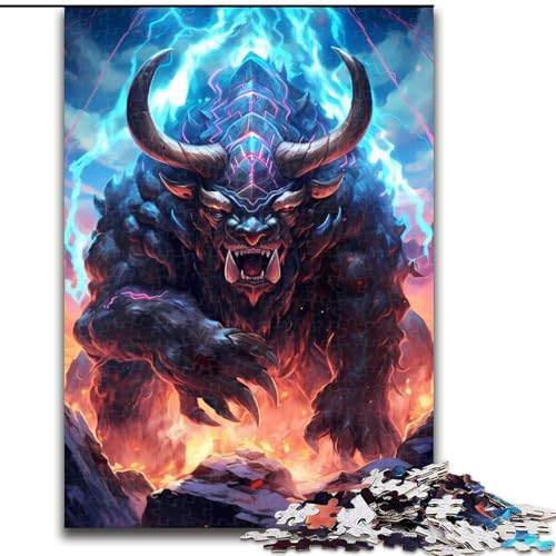Puzzle 1000 Teile Jigsaw King Monster Bull Kartonpuzzle, anspruchsvolles Denkspiel für Teenager, Spaß am Familienspielabend, Größe 38x26cm von LYXIANY