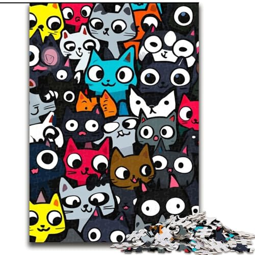 Puzzle 1000 Teile Katzenkunst-Puzzle aus Holz, Weihnachten, Halloween, Ostern, Neujahr, Größe 50x75cm Puzzle 1000 Teile Katzenkunst-Puzzle aus Holz, Weihnachten, Halloween, Ostern, Neujahr, Größe 50x75cm von LYXIANY