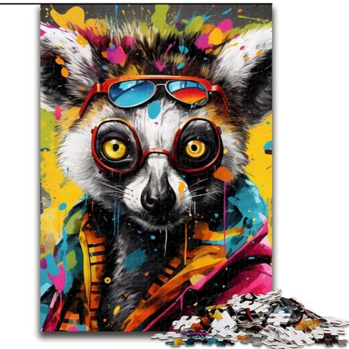Puzzle 1000 Teile Lemur-Graffiti Holzpuzzle für Erwachsene 50x75cm Geburtstage und Feiertage Puzzle 1000 Teile Lemur-Graffiti Holzpuzzle für Erwachsene 50x75cm Geburtstage und Feiertage von LYXIANY