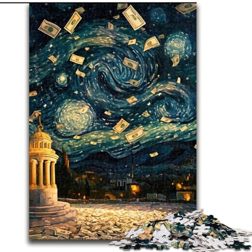 Puzzle 1000 Teile Nachthimmel-Dollarscheine aus Holz, hochschwieriges Denkspiel für Teenager, Größe 50x75cm, Weihnachten oder Geburtstage von LYXIANY