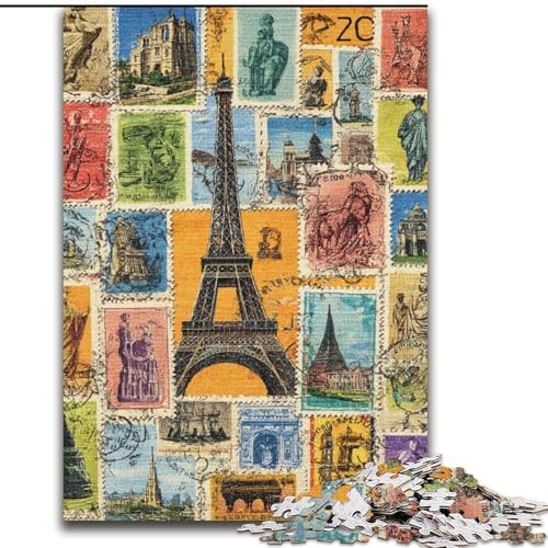Puzzle 1000 Teile Paris Collage Puzzles aus Holz, Spaß für die ganze Familie, Basteln, perfekt für Geburtstage, Feiertage, Größe 50x75cm von LYXIANY