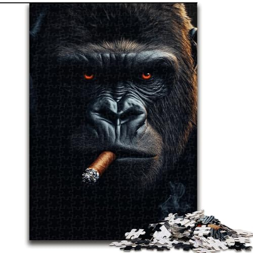 Puzzle 1000 Teile Rauchender Schimpanse, Puzzle aus Holz, Spaß für die ganze Familie, Basteln, perfekt für Geburtstage, Feiertage, Größe 50x75cm Puzzle 1000 Teile Rauchender Schimpanse, Puzzle aus Holz, Spaß für die ganze Familie, Basteln, perfekt für Geburtstage, Feiertage, Größe 50x75cm von LYXIANY