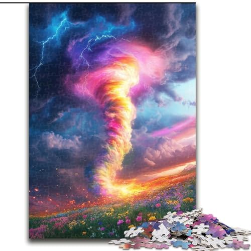 Puzzle 1000 Teile Regenbogen-Tornado-Puzzle aus Holz, Spaß für die ganze Familie, Basteln, perfekt für Geburtstage, Feiertage, Größe 50x75cm Puzzle 1000 Teile Regenbogen-Tornado-Puzzle aus Holz, Spaß für die ganze Familie, Basteln, perfekt für Geburtstage, Feiertage, Größe 50x75cm von LYXIANY
