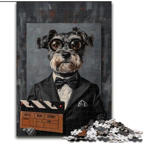 Puzzle 1000 Teile Regisseur Schnauzer Puzzles aus Holz Weihnachten, Halloween, Ostern, Neujahr Größe 50X75CM von LYXIANY