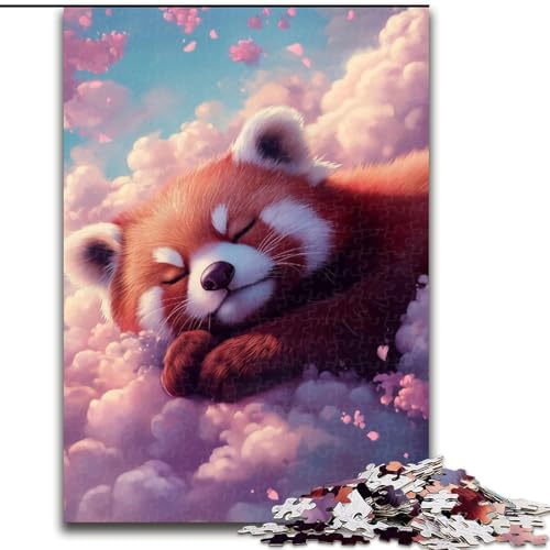 Puzzle 1000 Teile Schlafender Roter Panda, Puzzle aus Holz, Spaß für die ganze Familie, Basteln, perfekt für Geburtstage, Feiertage, Größe 50x75cm von LYXIANY