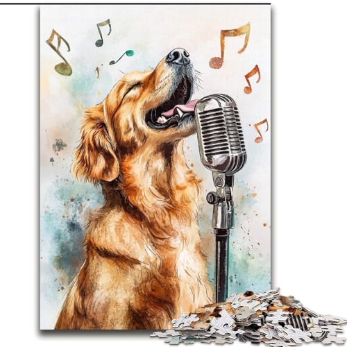 Puzzle 1000 Teile Singender Golden Retriever, Puzzle aus Holz, Spaß für die ganze Familie, Basteln, perfekt für Geburtstage, Feiertage, Größe 50x75cm Puzzle 1000 Teile Singender Golden Retriever, Puzzle aus Holz, Spaß für die ganze Familie, Basteln, perfekt für Geburtstage, Feiertage, Größe 50x75cm von LYXIANY