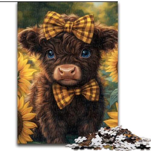 Puzzle 1000 Teile Sonnenblumen-Yak-Puzzle aus Holz, Spaß für die ganze Familie, Basteln, perfekt für Geburtstage, Feiertage, Größe 50x75cm von LYXIANY