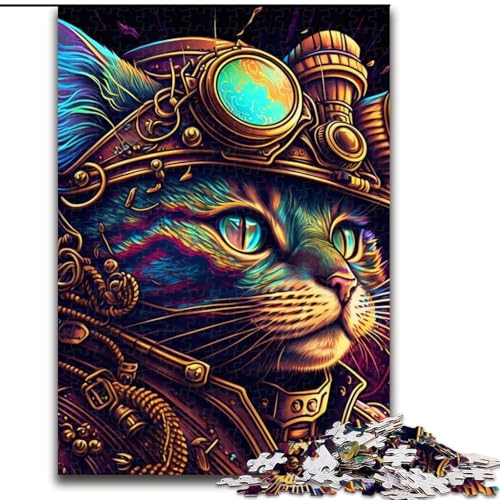 Puzzle 1000 Teile Steampunk-Katzen-Puzzle für Erwachsene 1000 für Jugendliche Lernspiele Geschenke 26x38cm von LYXIANY