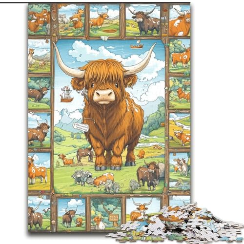 Puzzle 1000 Teile Yak-Collage-Puzzle aus Holz, Geburtstage, Feiertage und Heimdekoration, Größe 50x75cm von LYXIANY