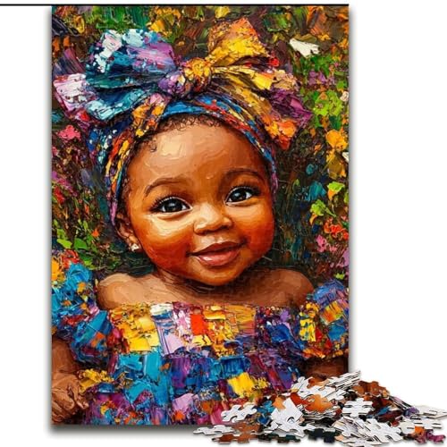 Puzzle 1000 Teile für Erwachsene, Afrikanisches kleines Mädchen, aus Karton, einzigartige DIY-Geschenkidee zur Heimdekoration, Größe 38x26cm, Denksportspiel für Teenager von LYXIANY