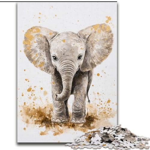 Puzzle 1000 Teile für Erwachsene, Aquarell-Elefanten-Puzzle aus Holz, Weihnachten, Halloween, Ostern, Neujahr, Größe 50x75cm Puzzle 1000 Teile für Erwachsene, Aquarell-Elefanten-Puzzle aus Holz, Weihnachten, Halloween, Ostern, Neujahr, Größe 50x75cm von LYXIANY