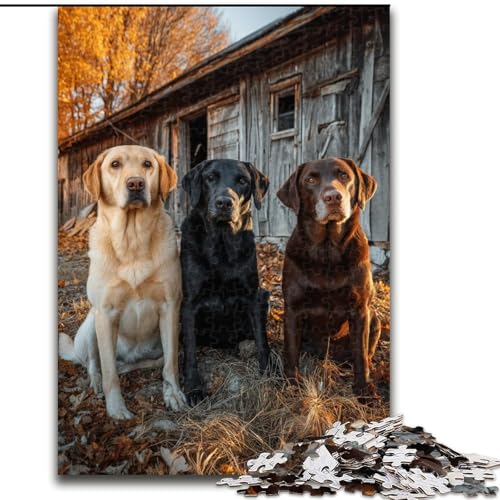 Puzzle 1000 Teile für Erwachsene, Bauernhof-Labrador-Puzzle aus Holz, anspruchsvolles Denkspiel für Teenager, Familienspaß, interaktives Spiel, Größe 50x75cm von LYXIANY