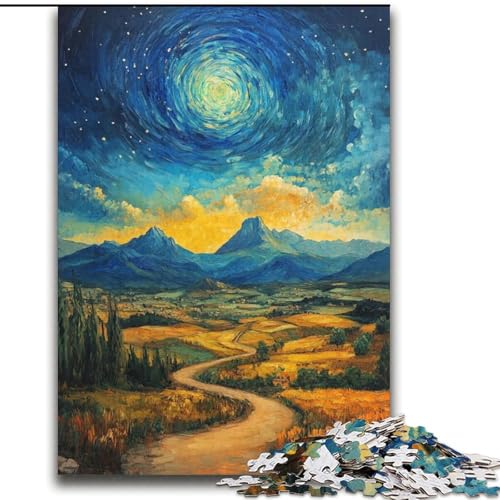 Puzzle 1000 Teile für Erwachsene, Berge unter dem Nachthimmel, Stressabbau, schwierige Herausforderung, ganze Familie, 38x52cm Puzzle 1000 Teile für Erwachsene, Berge unter dem Nachthimmel, Stressabbau, schwierige Herausforderung, ganze Familie, 38x52cm von LYXIANY