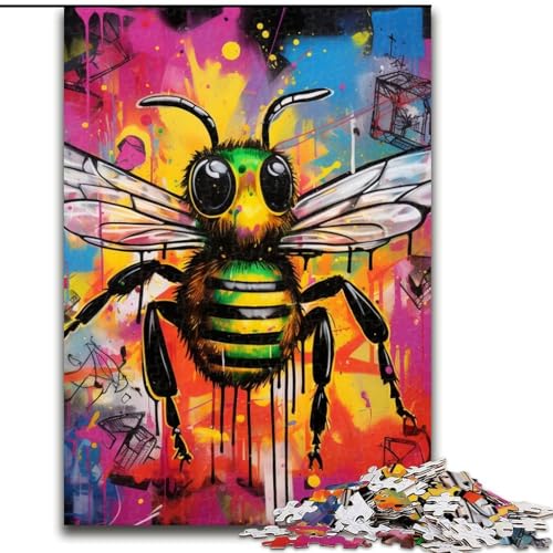 Puzzle 1000 Teile für Erwachsene, Bienen-Graffiti-Kunst, Papp-Puzzle, Denksportaufgabe, Teenager und Heimdekoration, 26x38cm Puzzle 1000 Teile für Erwachsene, Bienen-Graffiti-Kunst, Papp-Puzzle, Denksportaufgabe, Teenager und Heimdekoration, 26x38cm von LYXIANY