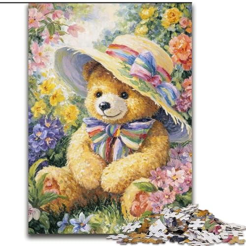 Puzzle 1000 Teile für Erwachsene, Blumen-Teddybär-Puzzle aus Holz, Geschenkidee für die Feiertage, humorvolles Kunstwerk, detailliertes Kunstwerk, Größe 50x75cm Puzzle 1000 Teile für Erwachsene, Blumen-Teddybär-Puzzle aus Holz, Geschenkidee für die Feiertage, humorvolles Kunstwerk, detailliertes Kunstwerk, Größe 50x75cm von LYXIANY