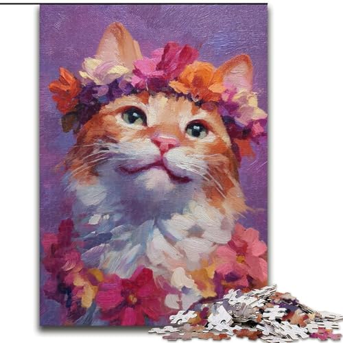 Puzzle 1000 Teile für Erwachsene, Blumenkatze, anspruchsvolles Spiel und Familienspiel, Lernspiel für Geburtstag, Weihnachten, 50x75cm von LYXIANY