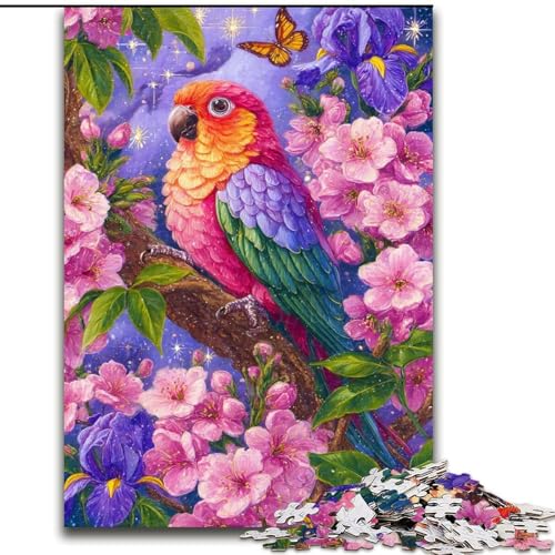 Puzzle 1000 Teile für Erwachsene, Blumenpapagei, aus Holz, Kinder ab 14 Jahren, Größe 50x75cm, lustiges Basteln für die ganze Familie, perfekt für Geburtstage, Feiertage von LYXIANY