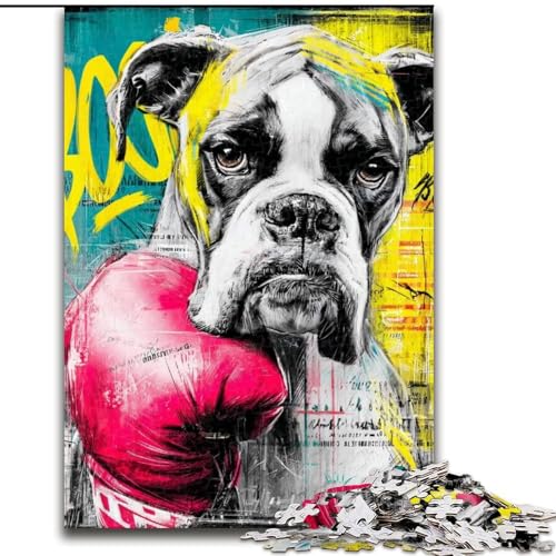 Puzzle 1000 Teile für Erwachsene, Boxer-Hunde-Puzzle, pädagogisches Denkspiel, künstlerische Heim- und Bürodekoration, ab 14 Jahren (Größe 50x75cm) von LYXIANY