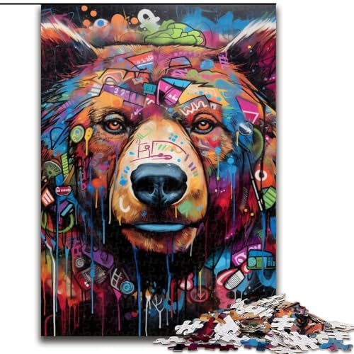 Puzzle 1000 Teile für Erwachsene, Braunbär-Graffiti, Holzpuzzle, Denkspiel für Teenager, 50x75cm von LYXIANY