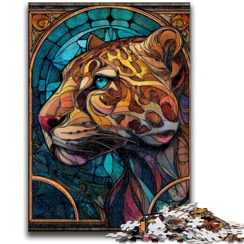 Puzzle 1000 Teile für Erwachsene, Buntglas-Leopard, für Kinder ab 14 Jahren, pädagogische Herausforderung, lustige Aktivitäten zu Hause, Geburtstagsgeschenke, Reisegeschenke, 50x75cm Puzzle 1000 Teile für Erwachsene, Buntglas-Leopard, für Kinder ab 14 Jahren, pädagogische Herausforderung, lustige Aktivitäten zu Hause, Geburtstagsgeschenke, Reisegeschenke, 50x75cm von LYXIANY