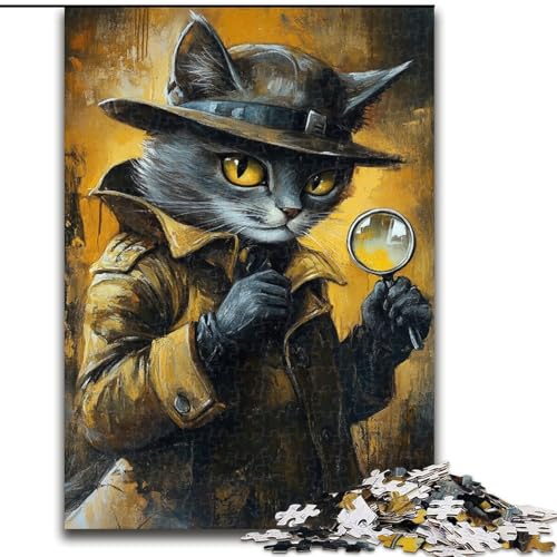 Puzzle 1000 Teile für Erwachsene, Detektivkatze, anspruchsvolles Spiel und Familienspiel, Lernspiel für Geburtstag, Weihnachten, 50x75cm von LYXIANY