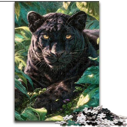 Puzzle 1000 Teile für Erwachsene, Dschungel, schwarzer Leopard, geeignet für Personen ab 14 Jahren, anspruchsvoll zu vervollständigen, Aber lustig und humorvoll, tolles Geschenk (Größe 50x75cm) von LYXIANY