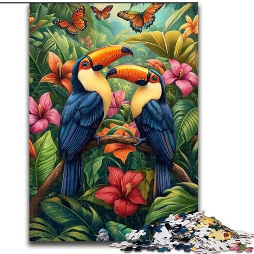 Puzzle 1000 Teile für Erwachsene, Dschungelpapagei-Puzzle aus Holz, Weihnachten, Halloween, Ostern, Neujahr, Größe 50x75cm von LYXIANY