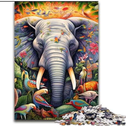 Puzzle 1000 Teile für Erwachsene, Elefanten-Kunst, Holzpuzzle, Denkspiel für Teenager, 50x75cm von LYXIANY