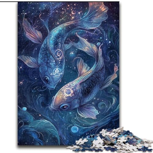 Puzzle 1000 Teile für Erwachsene, Fantasy-Koi-Puzzle aus Holz, Weihnachten, Halloween, Ostern, Neujahr, Größe 50x75cm von LYXIANY
