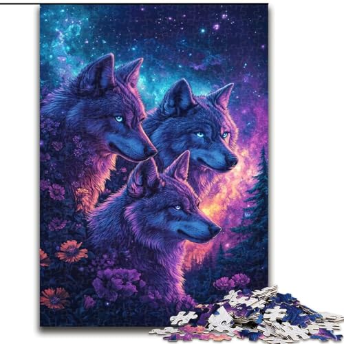 Puzzle 1000 Teile für Erwachsene, Fantasy-Wolf-Puzzle aus Holz, anspruchsvolles Denkspiel für Teenager, perfekt als Heimdekoration oder Geschenk, Größe 50x75cm von LYXIANY