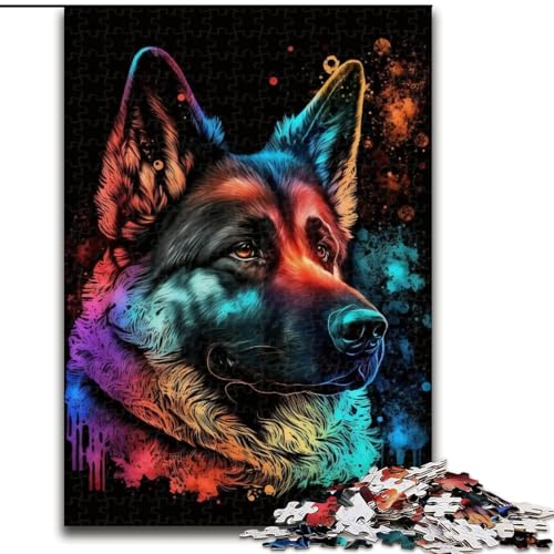 Puzzle 1000 Teile für Erwachsene, Farbiger Schäferhund, Holzpuzzle, Heimdekoration und Urlaubsspaß, Größe 50x75cm Puzzle 1000 Teile für Erwachsene, Farbiger Schäferhund, Holzpuzzle, Heimdekoration und Urlaubsspaß, Größe 50x75cm von LYXIANY