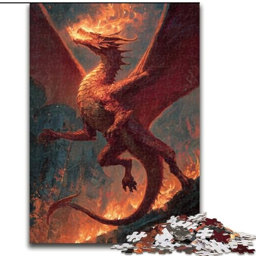 Puzzle 1000 Teile für Erwachsene, Flammendrachen-Puzzle, Spiel für Erwachsene, Geschenk, Familien-Interaktives Spiel, Gehirn-Herausforderung, Geschenk (Größe 26x38cm) von LYXIANY