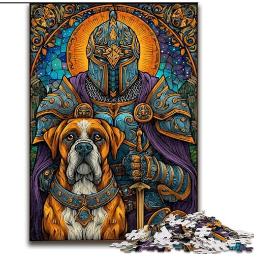 Puzzle 1000 Teile für Erwachsene, Geschenk für Boxerhund und Ritter, Familienaktivität, Spaß zu Hause, Geburtstagsgeschenk, Reisegeschenke, 50x75cm von LYXIANY