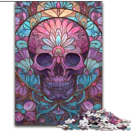 Puzzle 1000 Teile für Erwachsene, Geschenke, Buntglas-Totenkopf, lustige Spiele für die ganze Familie, lustige Aktivitäten zu Hause, Geburtstagsgeschenk, Reisegeschenke, 50x75cm Puzzle 1000 Teile für Erwachsene, Geschenke, Buntglas-Totenkopf, lustige Spiele für die ganze Familie, lustige Aktivitäten zu Hause, Geburtstagsgeschenk, Reisegeschenke, 50x75cm von LYXIANY