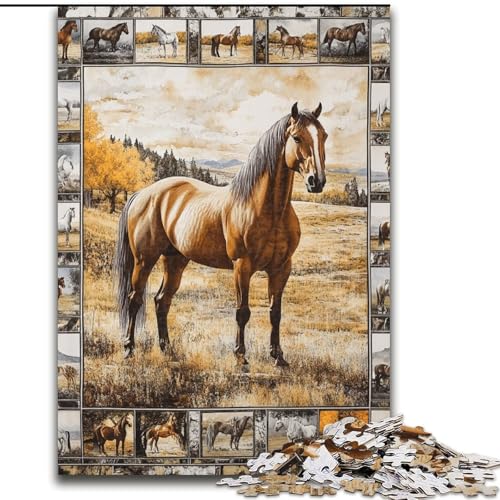 Puzzle 1000 Teile für Erwachsene, Geschenke, Pferdecollage, Dekomprimierendes intellektuelles Lernspielzeug, Geburtstagsgeschenk, Geschenke, Wandkunst (Größe 50x75cm) von LYXIANY