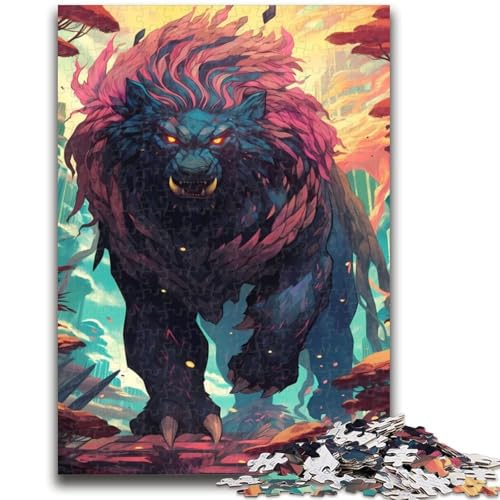 Puzzle 1000 Teile für Erwachsene, Geschenke, Schwarzer Löwe, Monster, Familienspaß mit passendem Poster und Quizblatt, für Kinder ab 14 Jahren, 26x38cm von LYXIANY