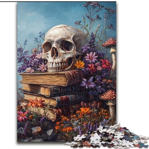 Puzzle 1000 Teile für Erwachsene, Geschenke, Totenkopf und Buch, Lernspiele, Heimdekoration, einzigartige Heimdekoration und Geschenke, 38x26cm von LYXIANY