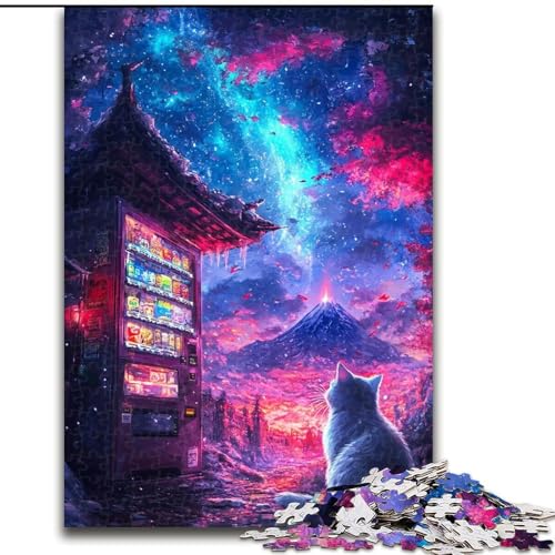 Puzzle 1000 Teile für Erwachsene, Geschenke „Katze unter dem Berg Fuji“, für 14+, anspruchsvolles Spiel als Geschenk für die ganze Familie und Freunde (Größe 26x38cm) von LYXIANY