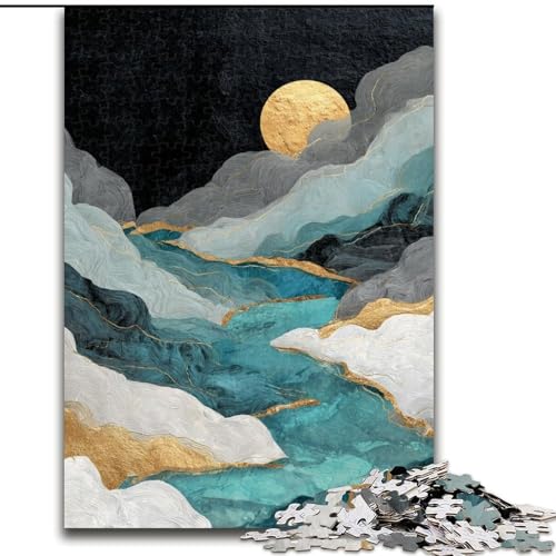 Puzzle 1000 Teile für Erwachsene, Geschenke für Erwachsene, Berge im japanischen Stil, Stressabbau, Urlaub zu Hause, Zeit totschlagen, Liebe zwischen Paaren stärken, 38x26cm von LYXIANY